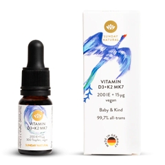 Vitamin D3 K2 MK7 Sunday Natural Của Đức Tăng Chiều Cao Cho Bé, 200IE – Bổ Sung Dễ Hấp Thu, Xương Chắc Khỏe, Miễn Dịch Mạnh Từ Sơ Sinh