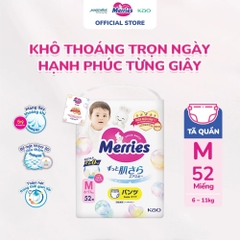 Tã Quần Merries Size M Cho Bé Từ 6-11kg (52 Miếng) 2026 – Tã Merries Nhật Bản Siêu Mềm Thoáng Khí Hấp Thụ Tốt Không Gây Hăm Da Hỗ Trợ Bé Thoải Mái Ngủ Ngon Chính Hãng Giá Rẻ