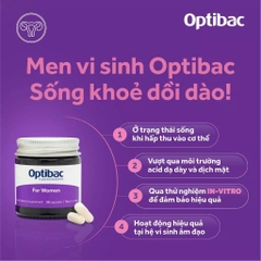 Optibac Tím 30 Viên (Optibac For Women) Men Vi Sinh Chuyên Biệt Cho Phụ Nữ 2025 – Optibac Tím 30 Viên Bổ Sung Lợi Khuẩn Cân Bằng Hệ Vi Sinh Vùng Kín Phòng Trị Viêm Nhiễm Nấm Ngứa Khí Hư Viêm Tiết Niệu An Toàn Không GMO Chính Hãng Anh Giá Rẻ