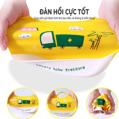 Yếm Ăn Dặm Silicon Có Máng Cho Bé Kichilachi Chất Liệu An Toàn Mềm Mại Có Nhiều Nấc Điều Chỉnh Tiện Lợi