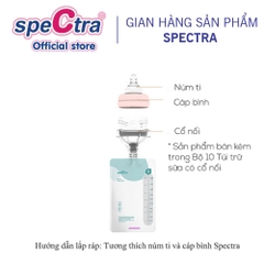 Túi Trữ Sữa Cảm Biến Nhiệt Nắp Vặn Có Cổ Nối Spectra 200ml (10 Túi/Hộp)