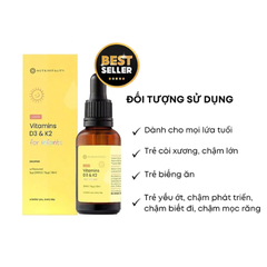 Vitamin D3K2 MK7 Nutrivitality tăng đề kháng cho bé từ sơ sinh của Anh Quốc 30ml