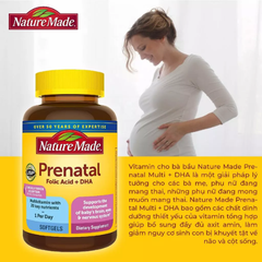 Vitamin tổng hợp bầu Nature Made Prenatal Folic Acid + DHA 100 viên giúp phòng chống dị tật và phát triển hệ thần kinh thai nhi