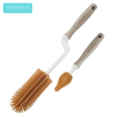 Bộ dụng cụ chổi cọ rửa bình 100% silicone Mother-K Hàn Quốc Màu Vàng