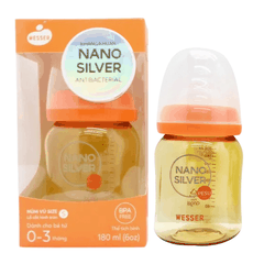 Bình sữa Wesser cổ rộng kháng khuẩn Nano Silver Pesu 180ml