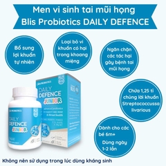 Men vi sinh tai mũi họng Amidan - BLIS K12 PROBIOTICS DAILY DEFENCE JUNIOR (45g) - tăng đề kháng đường hô hấp