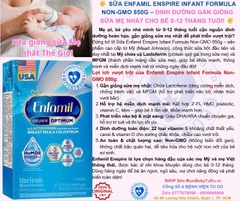 🌟 SỮA ENFAMIL ENSPIRE INFANT FORMULA NON-GMO 850G – DINH DƯỠNG GẦN GIỐNG SỮA MẸ NHẤT CHO BÉ 0-12 THÁNG TUỔI! 🌟
