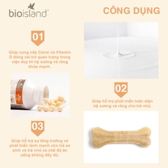 Viên nhai canxi sữa hữu cơ Bioisland For Kid bé phát triển toàn diện, cao lớn, khỏe mạnh, chống còi xương 90 viên