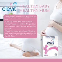 Viên uống bổ sung vitamin cho mẹ bầu Elevit Healthy Baby Healthy Mum 100 viên tăng cường sức khỏe và sức đề kháng cho mẹ và bé