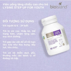 Viên uống tăng chiều cao cho bé BioIsland Lysine Step Up For Youth 60 viên của Úc cho trẻ từ 6 tuổi trở lên
