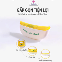 Yếm Ăn Dặm Silicon Có Máng Cho Bé Kichilachi Chất Liệu An Toàn Mềm Mại Có Nhiều Nấc Điều Chỉnh Tiện Lợi