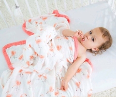 Khăn Xô Đa Năng Aden Vải Sợi Tre 4 Lớp Viền Màu Giữ Ấm Cho Bé Sơ Sinh (1m1x1m2)