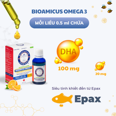 Dung dịch dầu cá tinh khiết BioAmicus Omega-3 hỗ trợ phát triển não bộ và thị giác cho bé sơ sinh hương vị cam lọ 30ml Canada