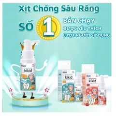 Xịt chống sâu răng Kichilachi Kikid cho bé từ 1 tuổi làm sạch khoang miệng vị dâu