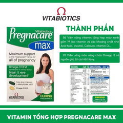 Vitamin tổng hợp cho bà bầu Pregnacare Max 84 viên tăng cường hệ miễn dịch cho cả mẹ và bé, giảm tình trạng ốm nghén Anh Quốc