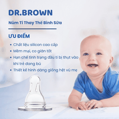 Núm ti bình sữa Dr.Brown's Cổ hẹp Số 4 Y-cut cho bé từ 9 tháng