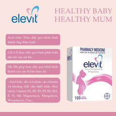 Viên uống bổ sung vitamin cho mẹ bầu Elevit Healthy Baby Healthy Mum 100 viên tăng cường sức khỏe và sức đề kháng cho mẹ và bé