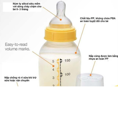Bình sữa Medela Cổ Hẹp Nhựa PP 250ml Núm Ty Size M cho bé từ 3M