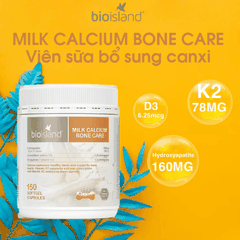 Canxi Sữa Hữu Cơ BioIsland Milk Calcium Bone Care Hỗ Trợ Xương Khớp (Hộp 150 viên)