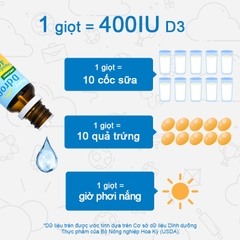 Vitamin D3 Ddrops 90 giọt Hữu Cơ 400IU Hỗ Trợ Phát Triển Xương và Khỏe Răng cho bé từ 0-12 tháng của Mỹ