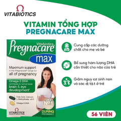 Vitamin tổng hợp cho bà bầu Pregnacare Max 84 viên tăng cường hệ miễn dịch cho cả mẹ và bé, giảm tình trạng ốm nghén Anh Quốc