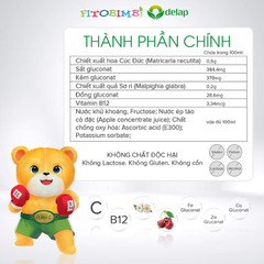 Siro Kẽm Sắt Song Hành FITOBIMBI FERRO C Bổ Sung Sắt, Kẽm Hữu Cơ Cho Bé Từ 6 Tháng Chai 200ml