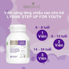 Viên uống tăng chiều cao cho bé BioIsland Lysine Step Up For Youth 60 viên của Úc cho trẻ từ 6 tuổi trở lên