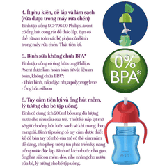Bình tập uống Philips Avent có ống hút 200ml cho bé từ 9m SCF796/00