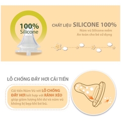 Bộ 2 núm ti Wesser cổ hẹp size + cho bé từ 3 - 18 tháng