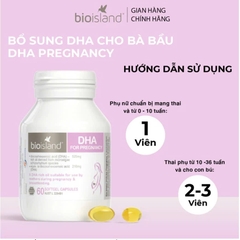 Bio Island DHA Cho Bà Bầu & Calcium Hữu Cơ 60 Viên – Bổ Sung DHA 210mg + Canxi Sữa Bò Hữu Cơ Hỗ Trợ Trí Não, Xương Thai Nhi Phát Triển Toàn Diện