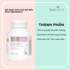 Bio Island DHA Cho Bà Bầu & Calcium Hữu Cơ 60 Viên – Bổ Sung DHA 210mg + Canxi Sữa Bò Hữu Cơ Hỗ Trợ Trí Não, Xương Thai Nhi Phát Triển Toàn Diện