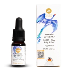 Vitamin D3 K2 MK7 Sunday Natural Của Đức Tăng Chiều Cao Cho Bé, 200IE – Bổ Sung Dễ Hấp Thu, Xương Chắc Khỏe, Miễn Dịch Mạnh Từ Sơ Sinh