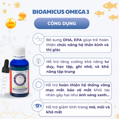 Dung dịch dầu cá tinh khiết BioAmicus Omega-3 hỗ trợ phát triển não bộ và thị giác cho bé sơ sinh hương vị cam lọ 30ml Canada