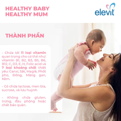 Viên uống bổ sung vitamin cho mẹ bầu Elevit Healthy Baby Healthy Mum 100 viên tăng cường sức khỏe và sức đề kháng cho mẹ và bé