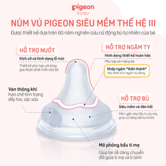 Set 2 Núm Ti Silicon Siêu Mềm Plus WN3 Pigeon (3 Tháng+)