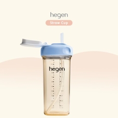 Bình tập uống có ống hút Hegen Straw cup PPSU 330ml, Blue