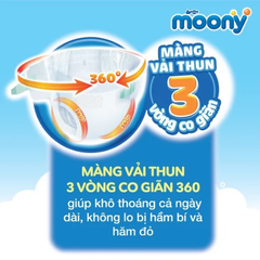 Bỉm Tã dán Moony cho bé sơ sinh size S  (dưới 5kg, 90 miếng)