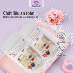 Túi trữ sữa cảm biến nhiệt độ, có khóa zip, chắc chắn chống rò rỉ Kichilachi 100ml hộp 30 túi
