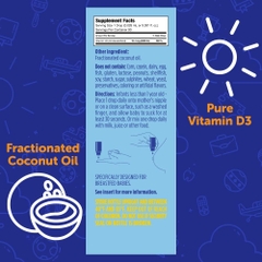 Vitamin D3 hữu cơ giọt cho trẻ sơ sinh | 400 IU mỗi giọt | Đã được chứng minh lâm sàng an toàn và hiệu quả | Không vị và không mùi | USDA Hữu cơ | Không biến đổi gen