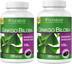 Viên Uống Bổ Não TruNature Ginkgo Biloba 340 Softgels 2026 – Viên Uống TruNature Ginkgo Biloba 120mg Bổ Sung Chiết Xuất Lá Bạch Quả Tăng Cường Trí Nhớ Tập Trung Tuần Hoàn Máu Não Giảm Mệt Mỏi Chóng Mặt Ù Tai An Toàn Không GMO Không Gluten Chính Hãng Mỹ Costco Giá Rẻ