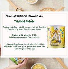 Sữa Hạt Thực Vật Hữu Cơ Miwako A+ Vị Vani 700g, 400g Cho Trẻ Từ 1-6 Tuổi Dị Ứng Đạm Sữa Bò