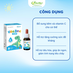 Kẽm Hữu Cơ Nhỏ Giọt Vita ZinC VitaLife 30ml – Bổ Sung Kẽm Cho Bé Ăn Ngon, Tăng Đề Kháng, Hỗ Trợ Phát Triển 2026 Chính Hãng Giá Rẻ