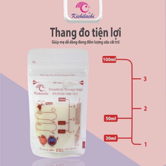 Túi trữ sữa cảm biến nhiệt độ, có khóa zip, chắc chắn chống rò rỉ Kichilachi 100ml hộp 30 túi