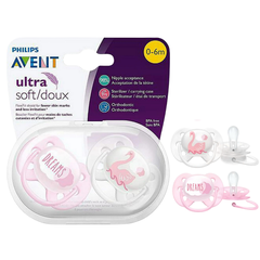 Set 2 ti giả Philips Avent Ultra Soft thông khí siêu mềm cho bé gái màu hồng từ 0-6 tháng