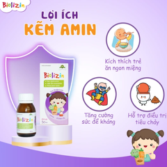 Kẽm Biolizin giúp con ăn ngon tăng đề kháng dạng siro 50ml vị đào thơm ngon