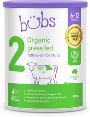 Sữa Bubs Organic Số 2 Grass Fed Follow On Formula 800g Cho Trẻ Từ 6 Đến 12 Tháng