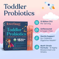 Men Vi Sinh Lovebug Kids Bột Với Chất Xơ Prebiotic Hỗ Trợ Miễn Dịch Giảm Táo Bón Cho Trẻ 1-4 Tuổi Hữu Cơ USDA 30 Gói Không Hương Vị 2026 – Lovebug Kids Probiotic Powder Prebiotic Fiber Cân Bằng Hệ Vi Sinh Đường Ruột Tăng Cường Miễn Dịch Giảm Táo Bón An Toàn Không Đường Không Chất Bảo Quản Chính Hãng Mỹ Giá Rẻ