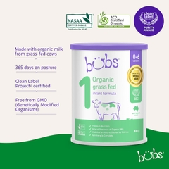 Sữa Bubs Organic Số 1 Grass Fed Infant Formula 800g Cho Trẻ Sơ Sinh Từ 0 Đến 6 Tháng Tuổi 2026