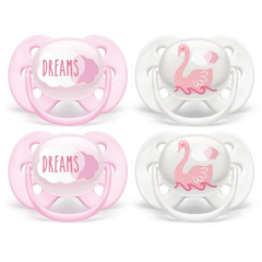 Set 2 ti giả Philips Avent Ultra Soft thông khí siêu mềm cho bé gái màu hồng từ 0-6 tháng
