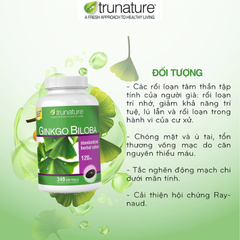 Viên uống bổ não Trunature Ginkgo Biloba 340 viên Mỹ hỗ trợ tuần hoàn máu não